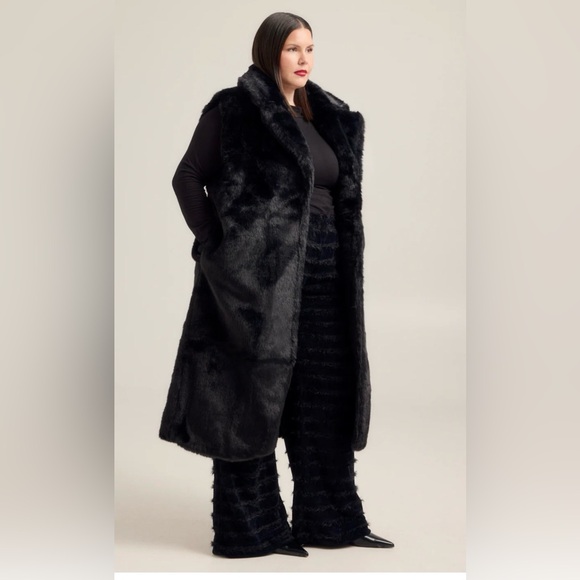 Black Soft Luxe Faux Fur Mid Vest XL NWT - Picture 2 of 4